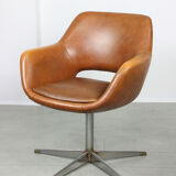 Mid-century brown leatherette swivel chair from Stol