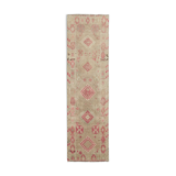 Hand-knotted antique turkish beige runner rug 89 cm x 314 cm