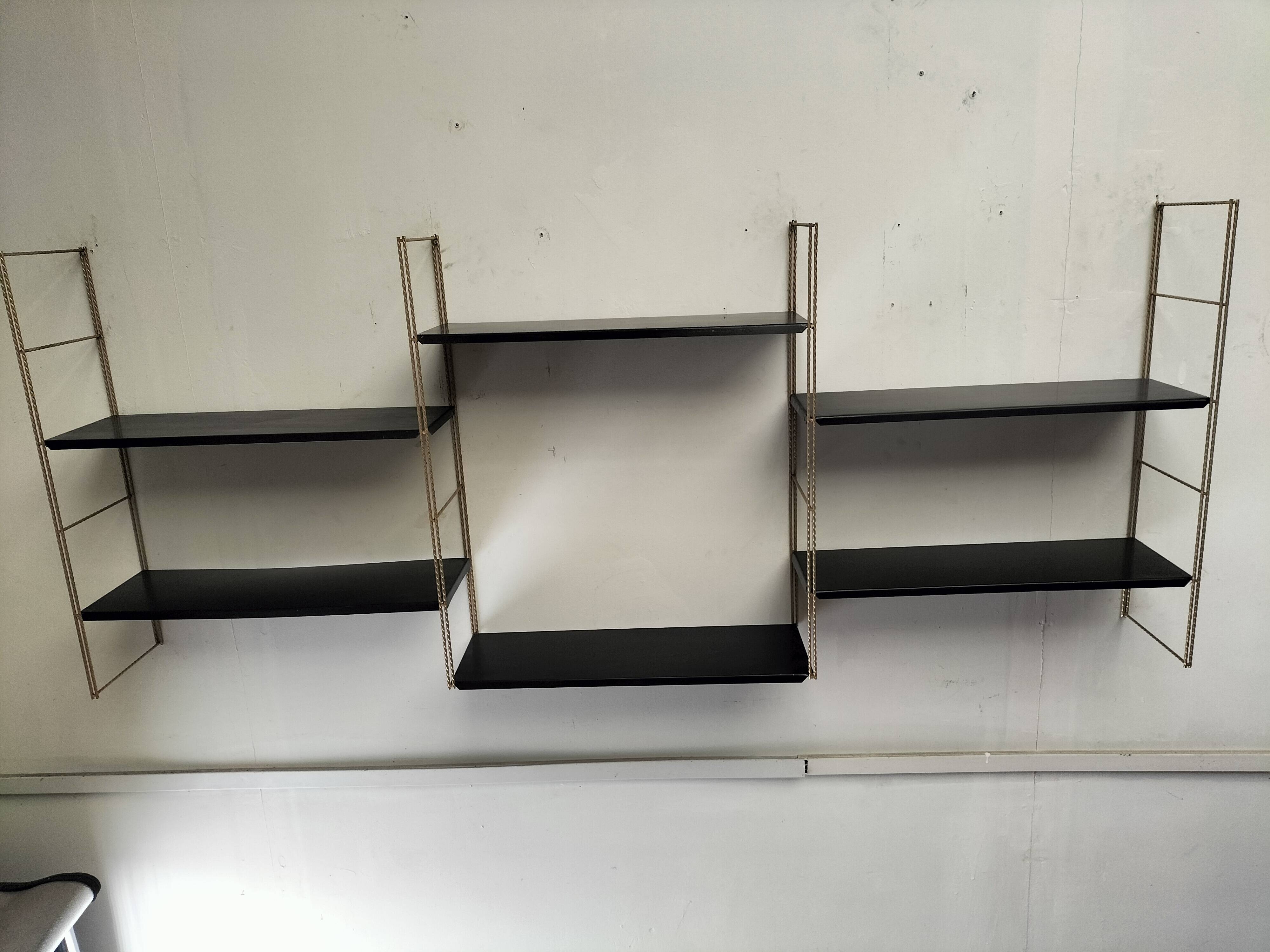 Modular black metal shelf
