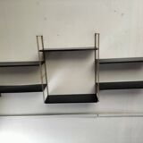 Modular black metal shelf
