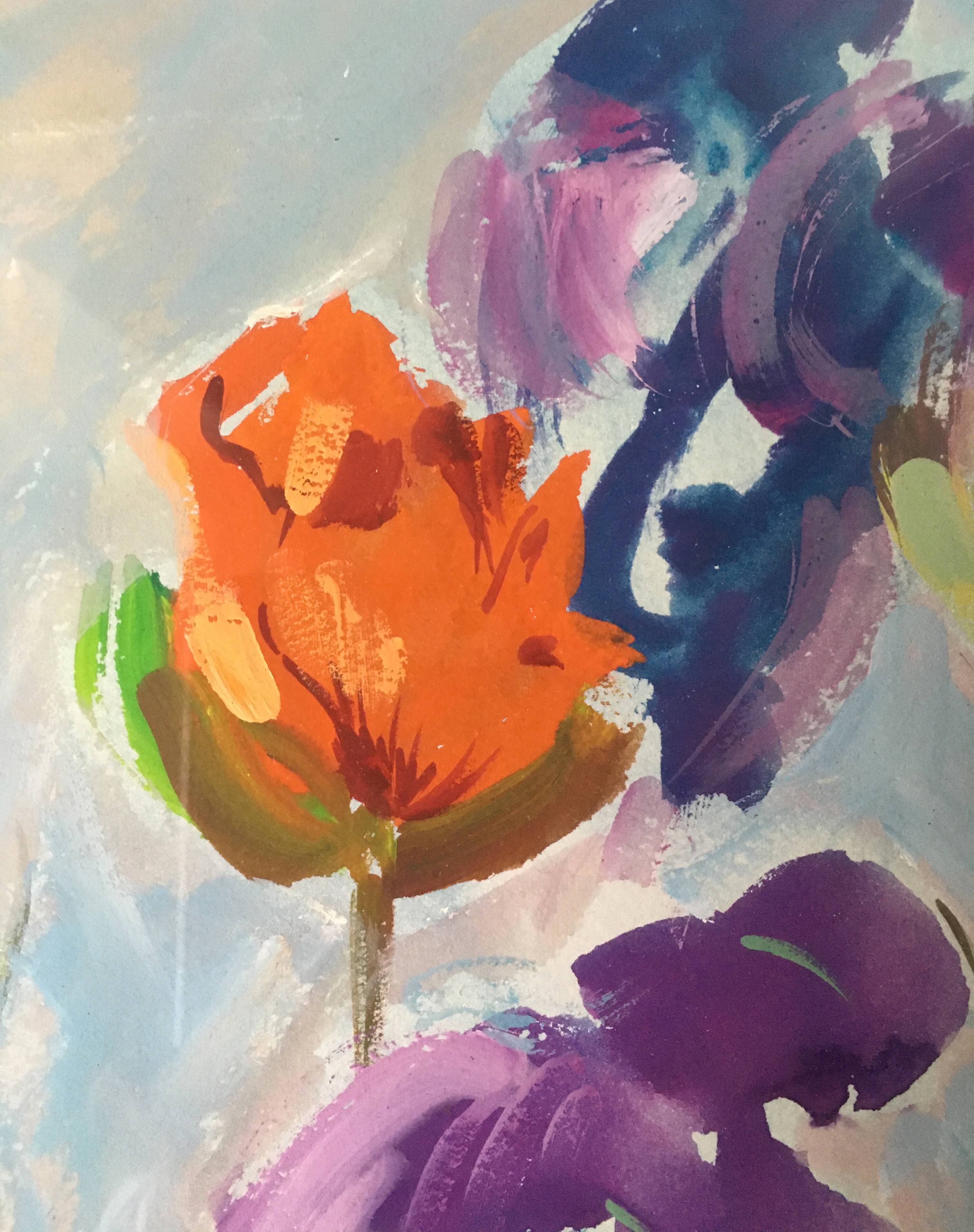 Stunning painting "Bouquet of country flowers" signed framed