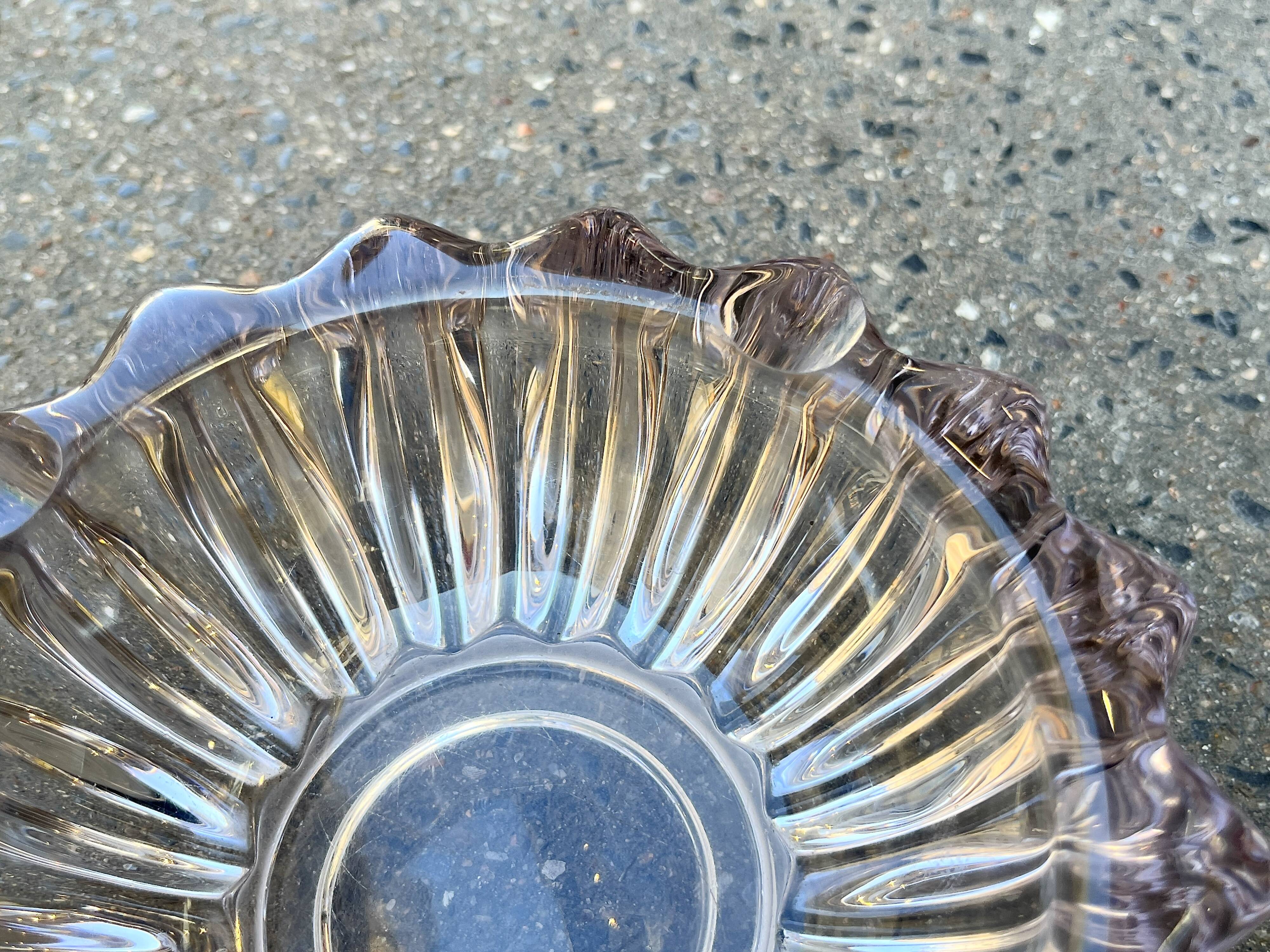 Large Art Deco molded glass ashtray Pierre D'Avesn Art Deco pocket emptier