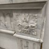 Louis XVI Style Fireplace in White Veined Carrara Marble, 19th Century