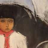Oil painting on canvas, signed MB (Monique Barnier), 1985s