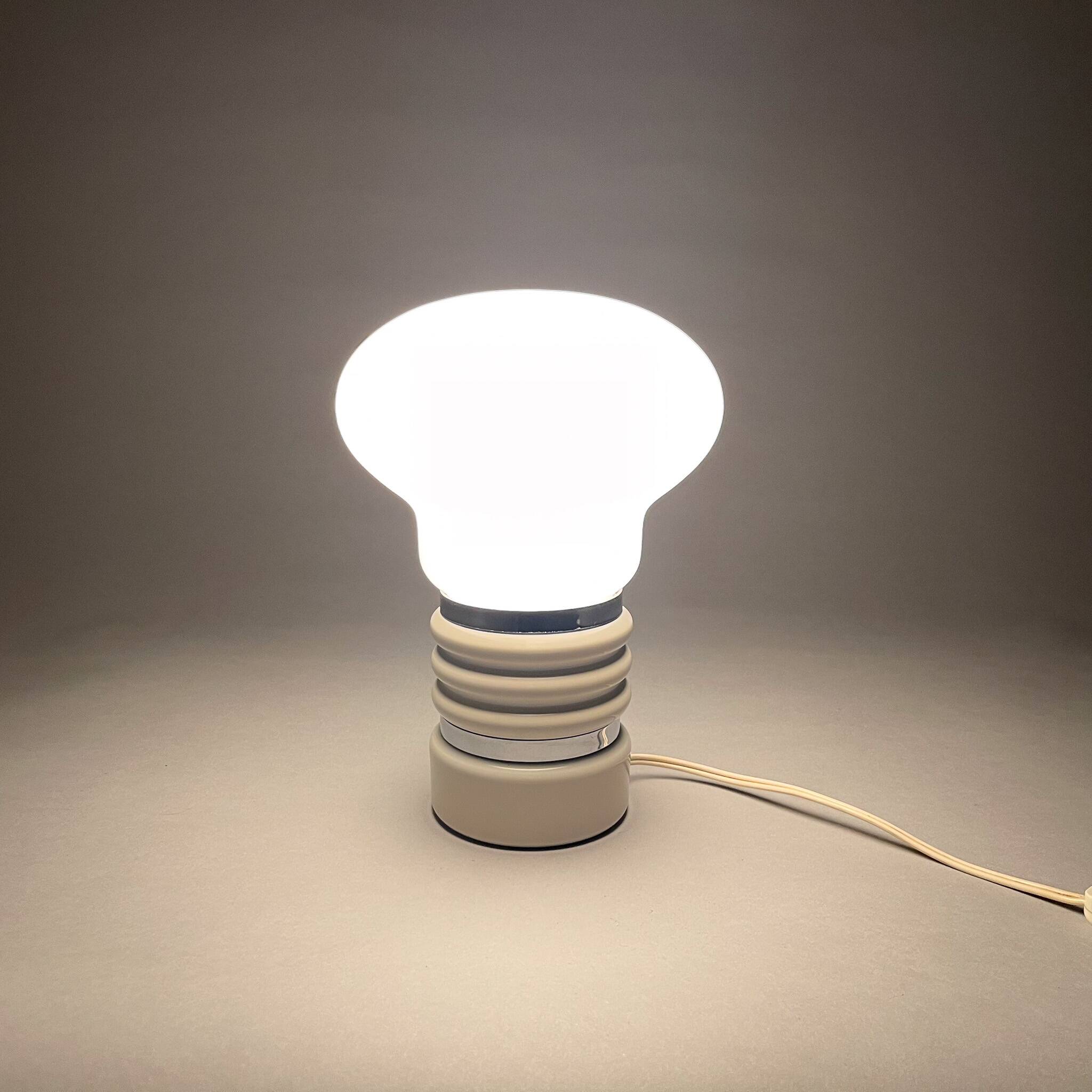 Mid-century Metal & Milk Glass Table Lamp, Italy