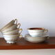 Tasses à café vintage en porcelaine fine de Limoges - Framboise et décor doré