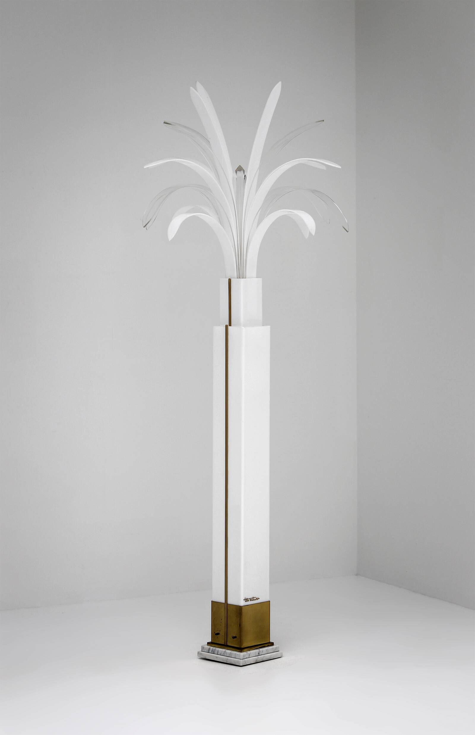 Theo Verhulst 1982 Perspex Palm Floor Lamp