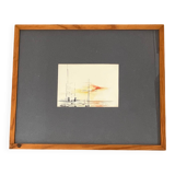 Painting: abstract watercolor - sunset facing the port