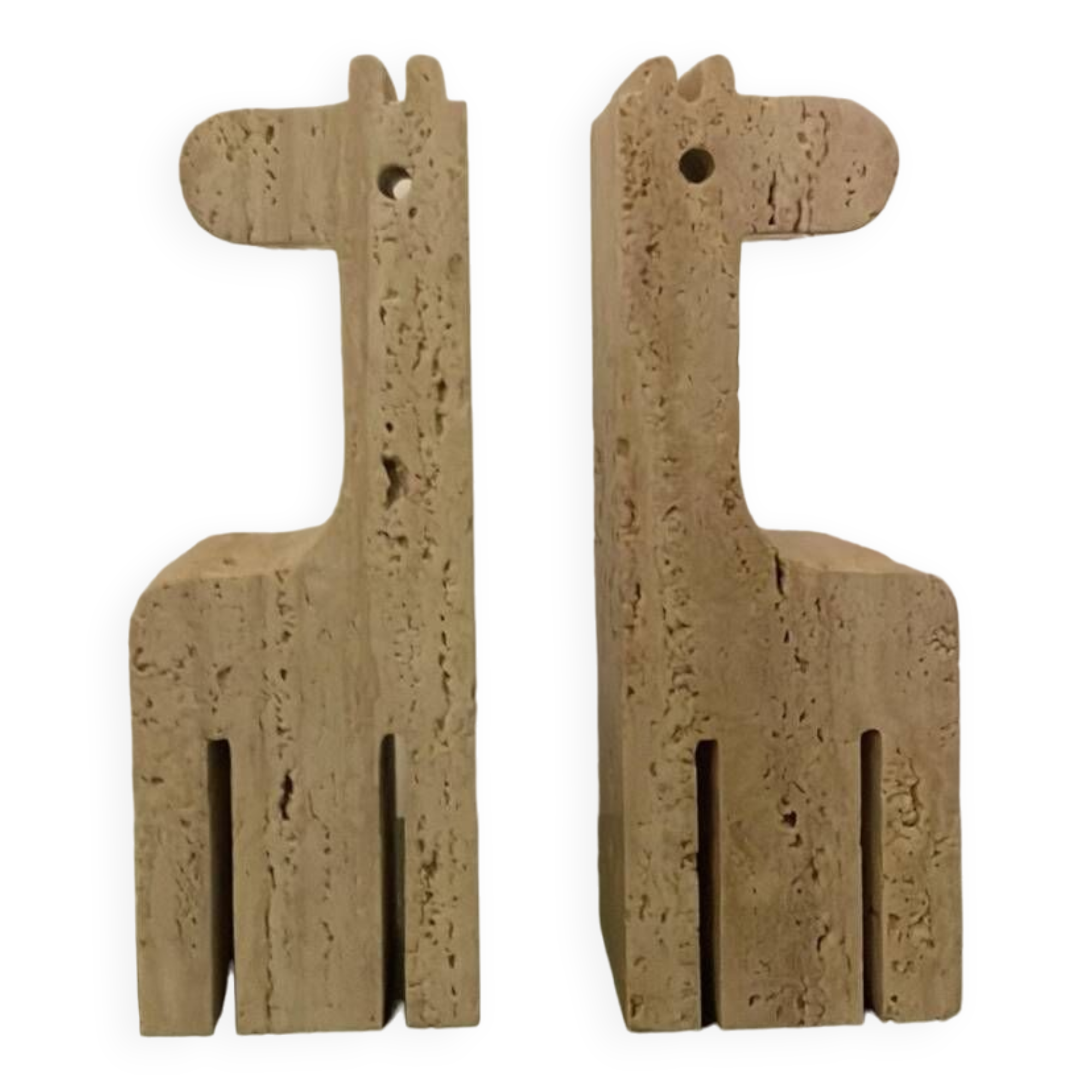 Travertine giraffe bookends, Fratelli Mannelli, Italy, 1970s