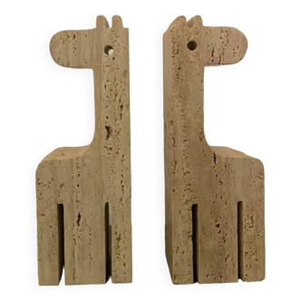 Travertine giraffe bookends, Fratelli Mannelli, Italy, 1970s