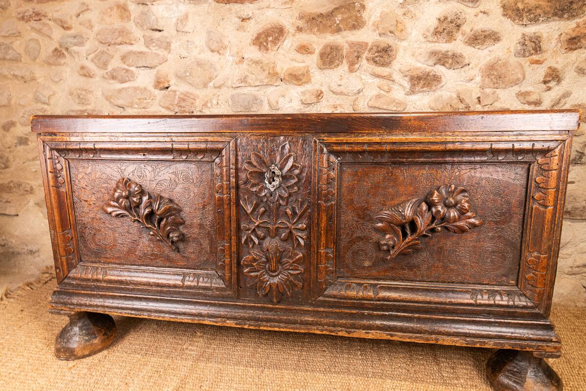 Antique Carved Solid Oak Chest – 2nd Half of the 18th Century
