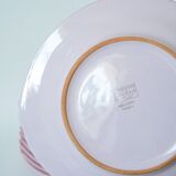 Set of 6 pink slip plates "Fish" model, Pornic earthenware "Mélusine", 1970