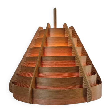 Rare Midcentury Large Wooden Pendant, Hans-Agne Jakobsson, Sweden, 1960s
