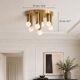 Mid-century ceiling light, brushed brass by Solken Leuchten, 7 lamps.