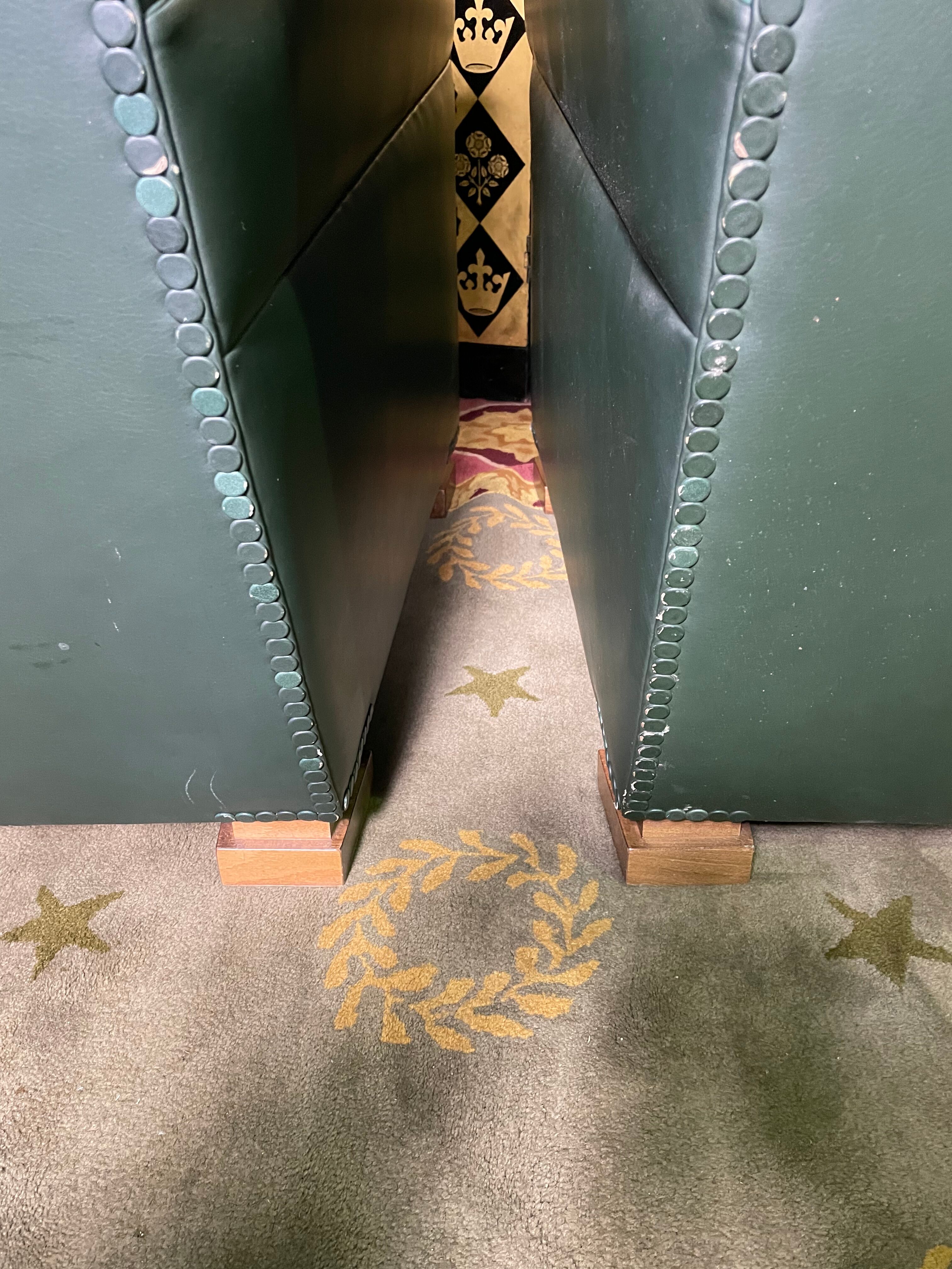 Pair of Poltrona Frau Green Leather Club Armchairs Limited Edition