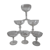 Lot of 6 crystal champagne glasses early 20th century