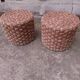 Paire de poufs en corde tressé années 70'S