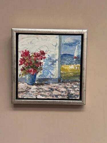 Mid Century Oil on Canvas “Sommardag” by Egon Lennart, Vintage & Framed 24×24cm