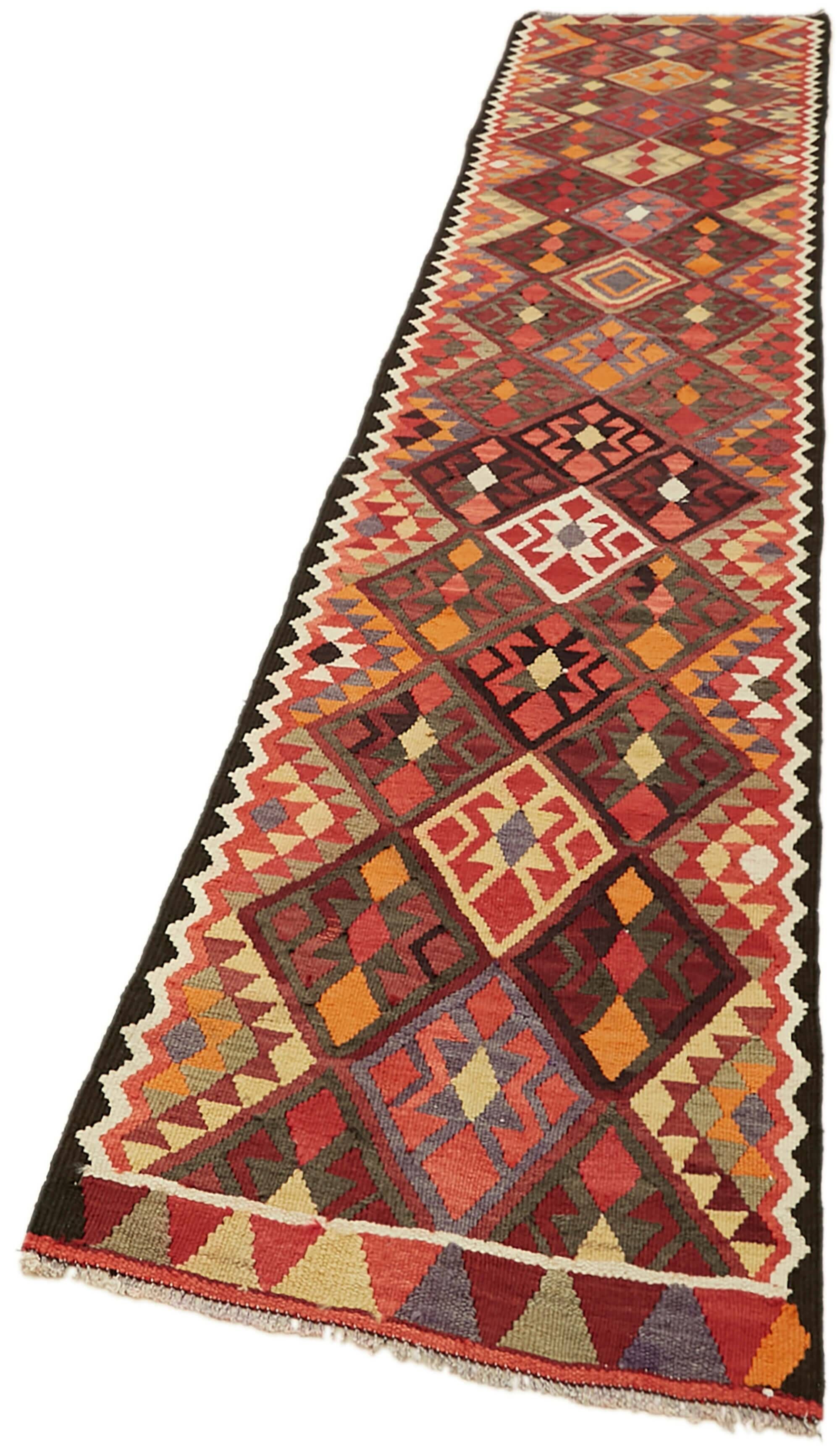 Turkish Handwoven Vintage Herki Kilim 80 cm x 400 cm