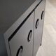 Midcentury Modern Brutalist Highboard Bar Cabinet In Black Lacquered Wood And Chrome, Belgium 1970s