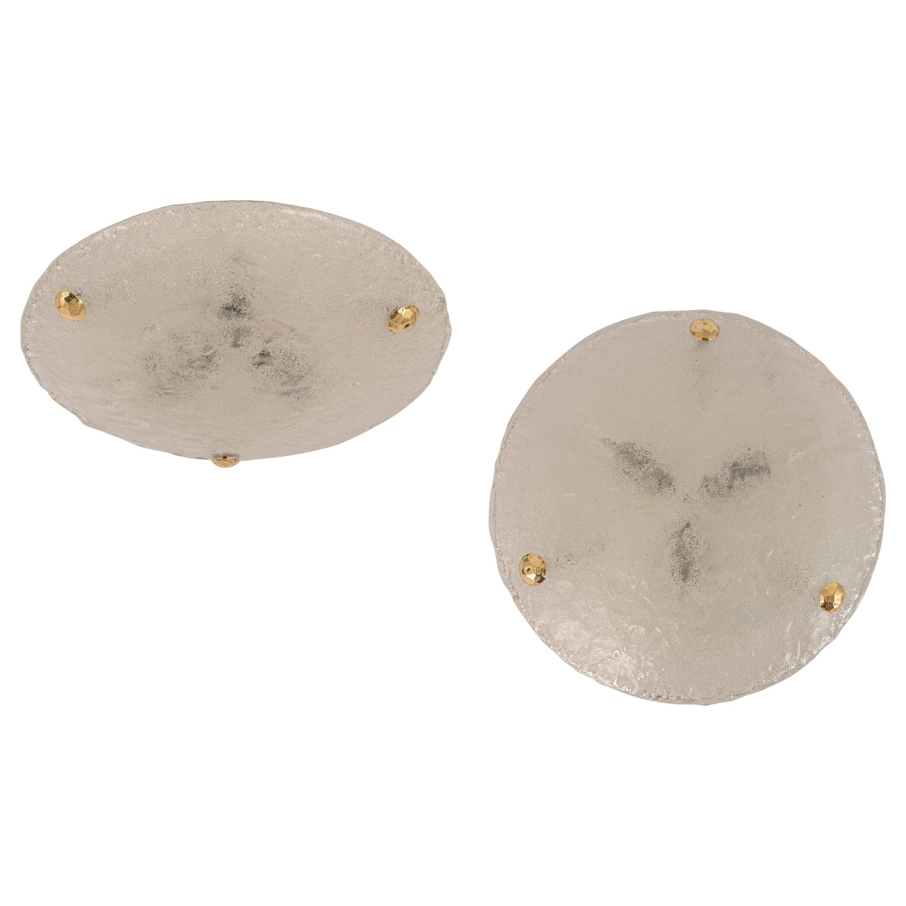 round glass ice Murano ceiling lights by Hillebrand, Germany, 1970s