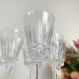 6 cut crystal red wine glasses, French