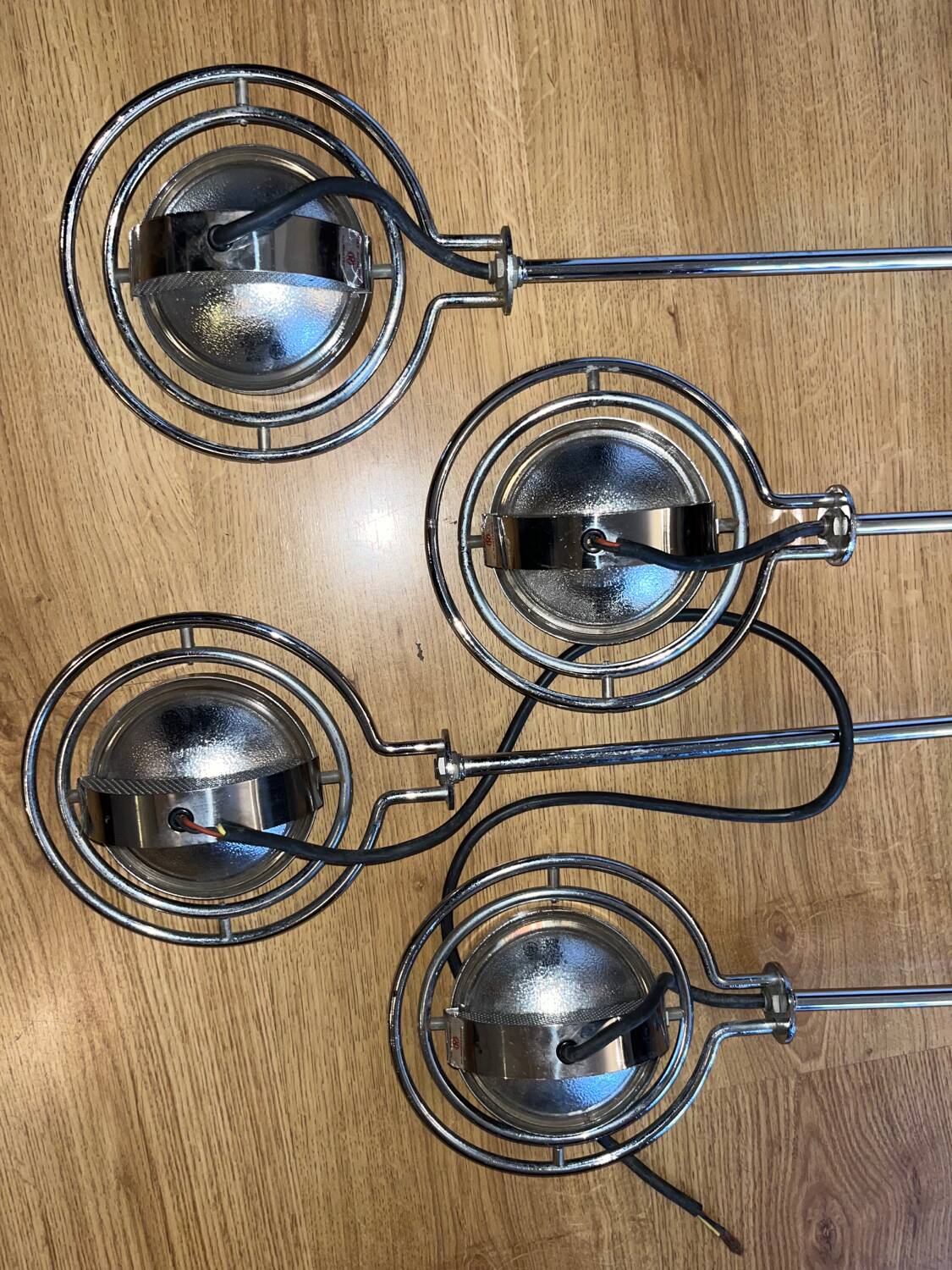4 adjustable chrome Mole Richardson spotlights