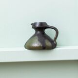 Vase en céramique fat lava vert-noir par Luise Duncker Studio, vintage des années 1970, milieu du siècle.