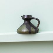 Green-Black Fat Lava Ceramic Vase by Luise Duncker Studio, Vintage 1970s Mid-Century