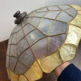 Ceiling light in mother-of-pearl and brass