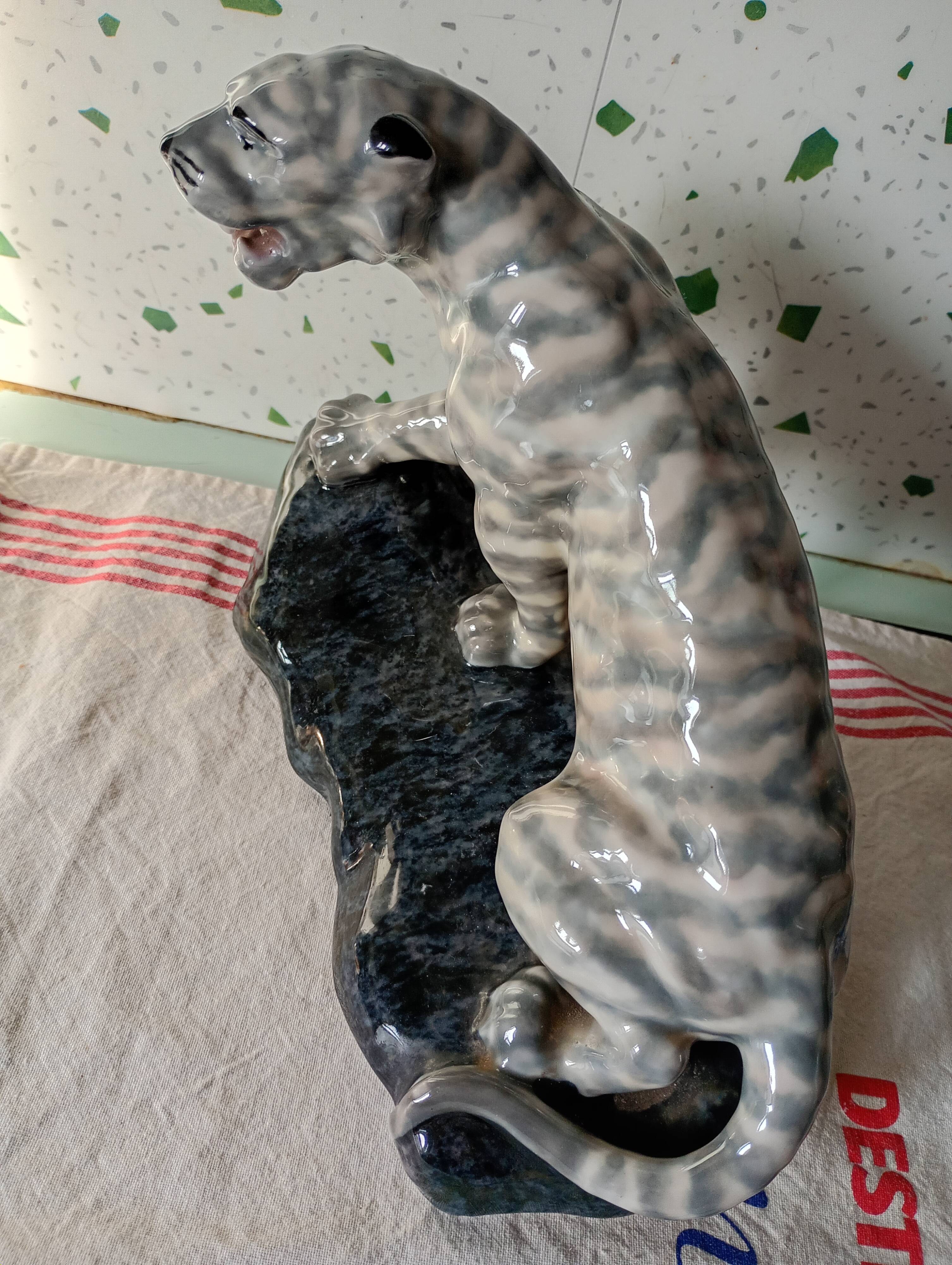Roaring Tiger by Camille Tharaud: Art Deco Limoges Porcelain