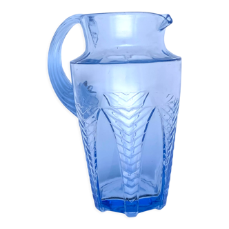 Sky blue art deco glass decanter