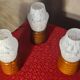 three Scandinavian bedside lamps, turned wood and glass, Clichy 20x9, electric ok