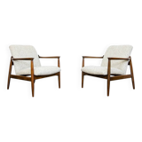 Pair of mid century green gfm64 armchairs by edmund homa, 1960's