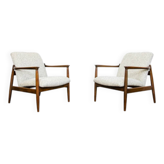Pair of mid century green gfm64 armchairs by edmund homa, 1960's