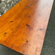 Large Alsatian bistro coffee table in fir French bistro table 1930