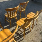 Set of 6 Interior's chairs in solid pine – Honey colour