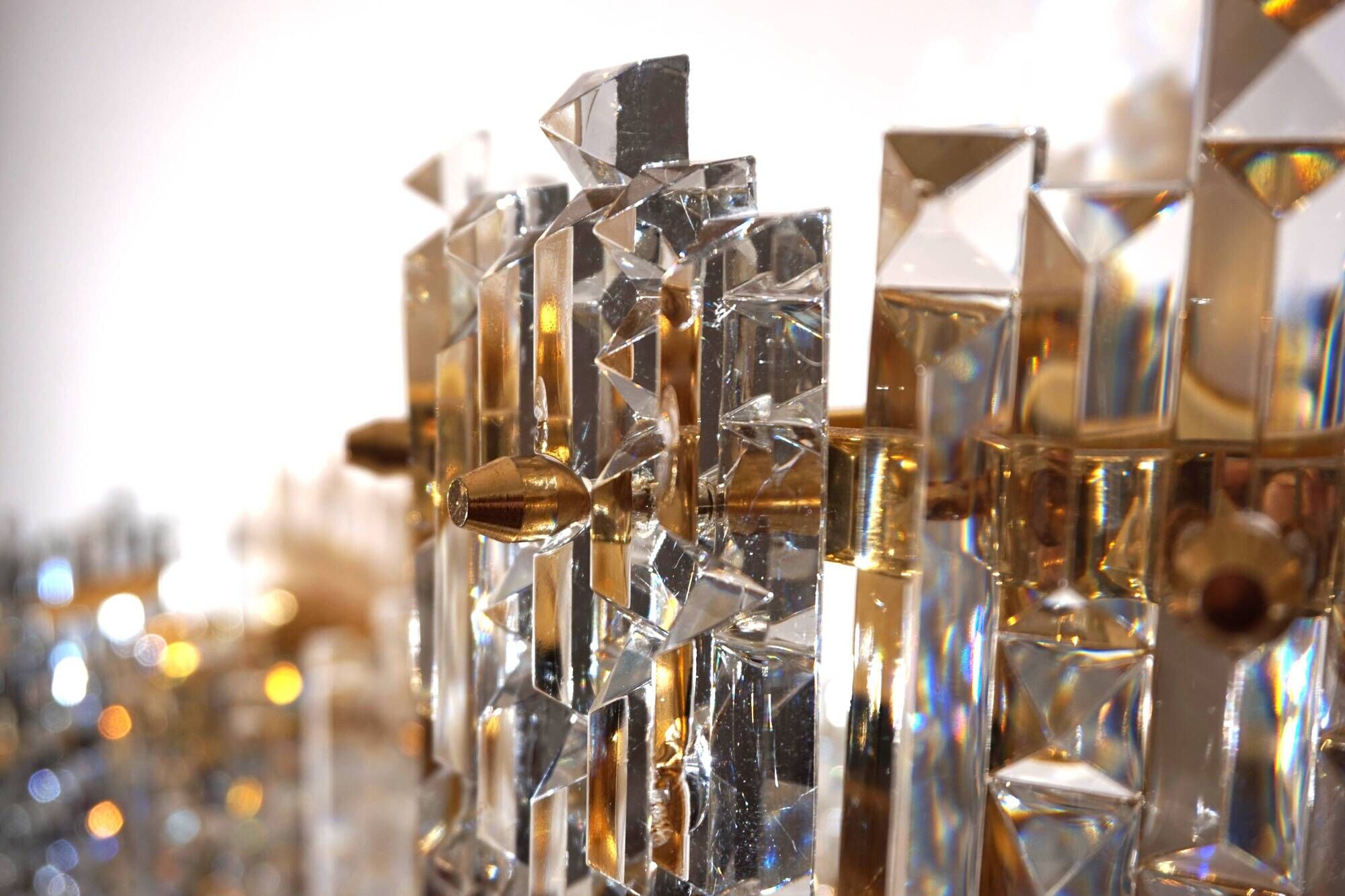 Set of 2 Kinkeldey Hollywood Regency waterfall crystal glass wall lights, 1970