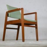 Scandinavian armchair, wood and imitation leather, circa 1975