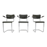 Set of three Bauhaus chrome dining chairs by Mauser, 1940s