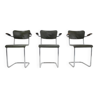 Set of three Bauhaus chrome dining chairs by Mauser, 1940s