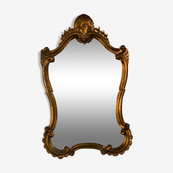 Miroir doré coquille Louis XV