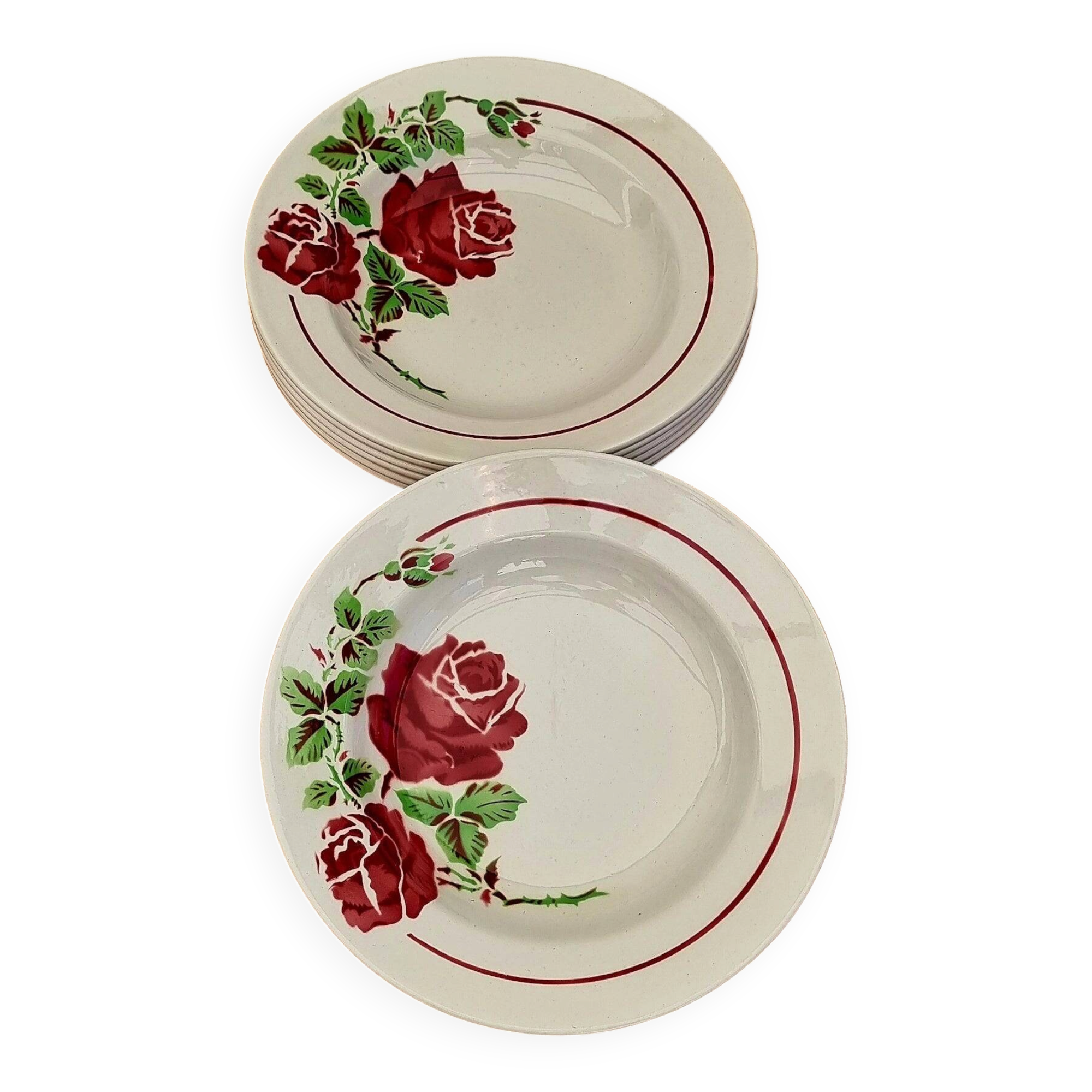 Set of 7 deep plates K&G Lunéville model Yvonne