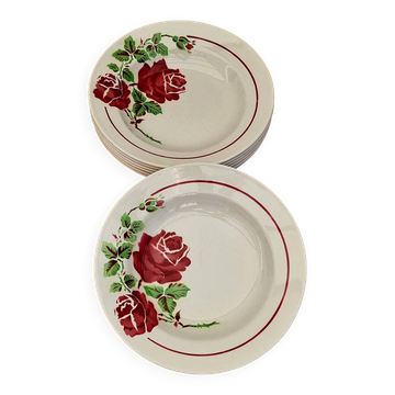 Set of 7 deep plates K&G Lunéville model Yvonne