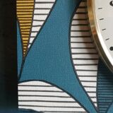 Vintage clock rectangular silent wall clock "Jaz blue white ochre"