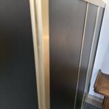 Bibliothèque design années 70 metal doré bois laqué