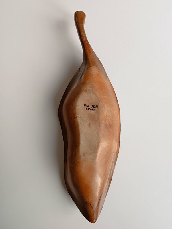 Coupe à fruits Falcon en bois d'olivier Espagne 1960