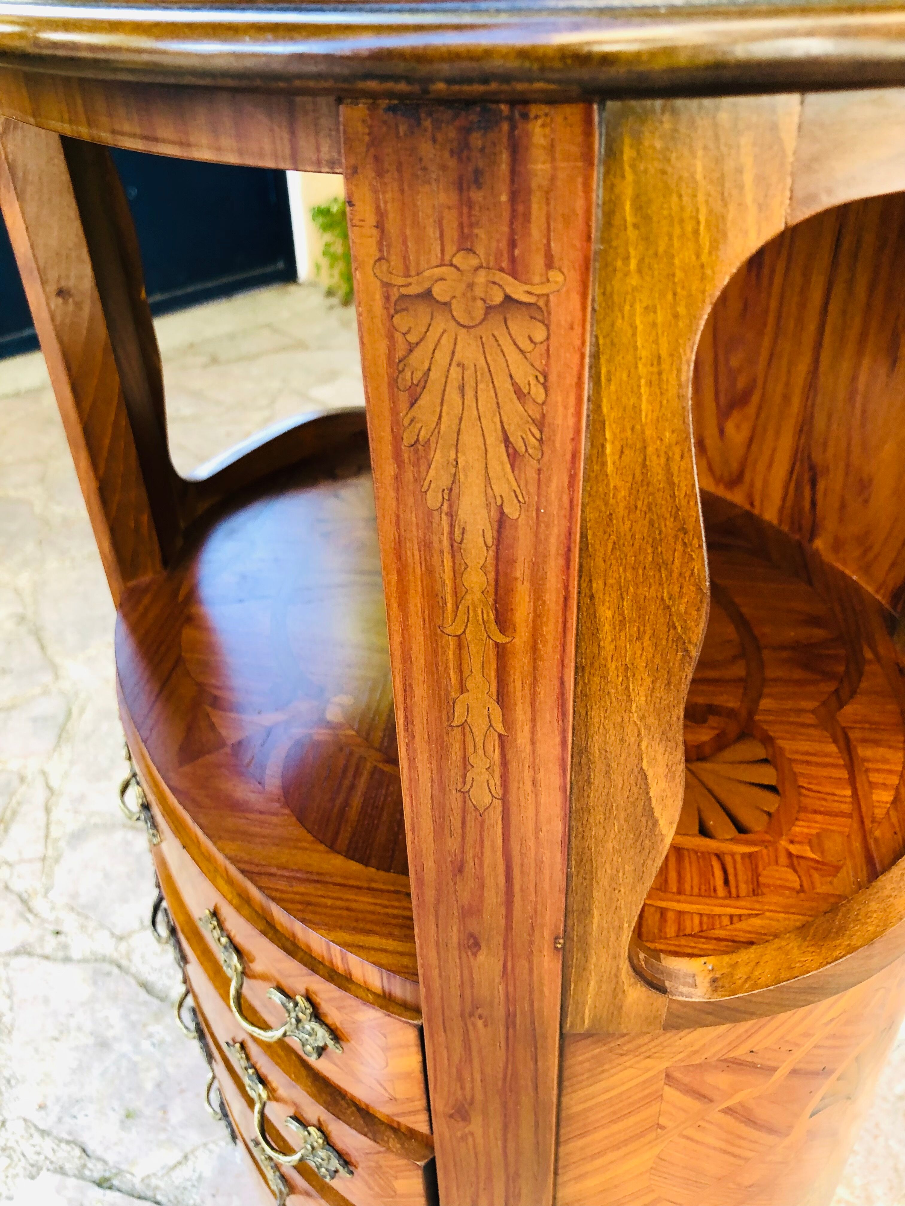 Bedside table in Louis XV style marquetry