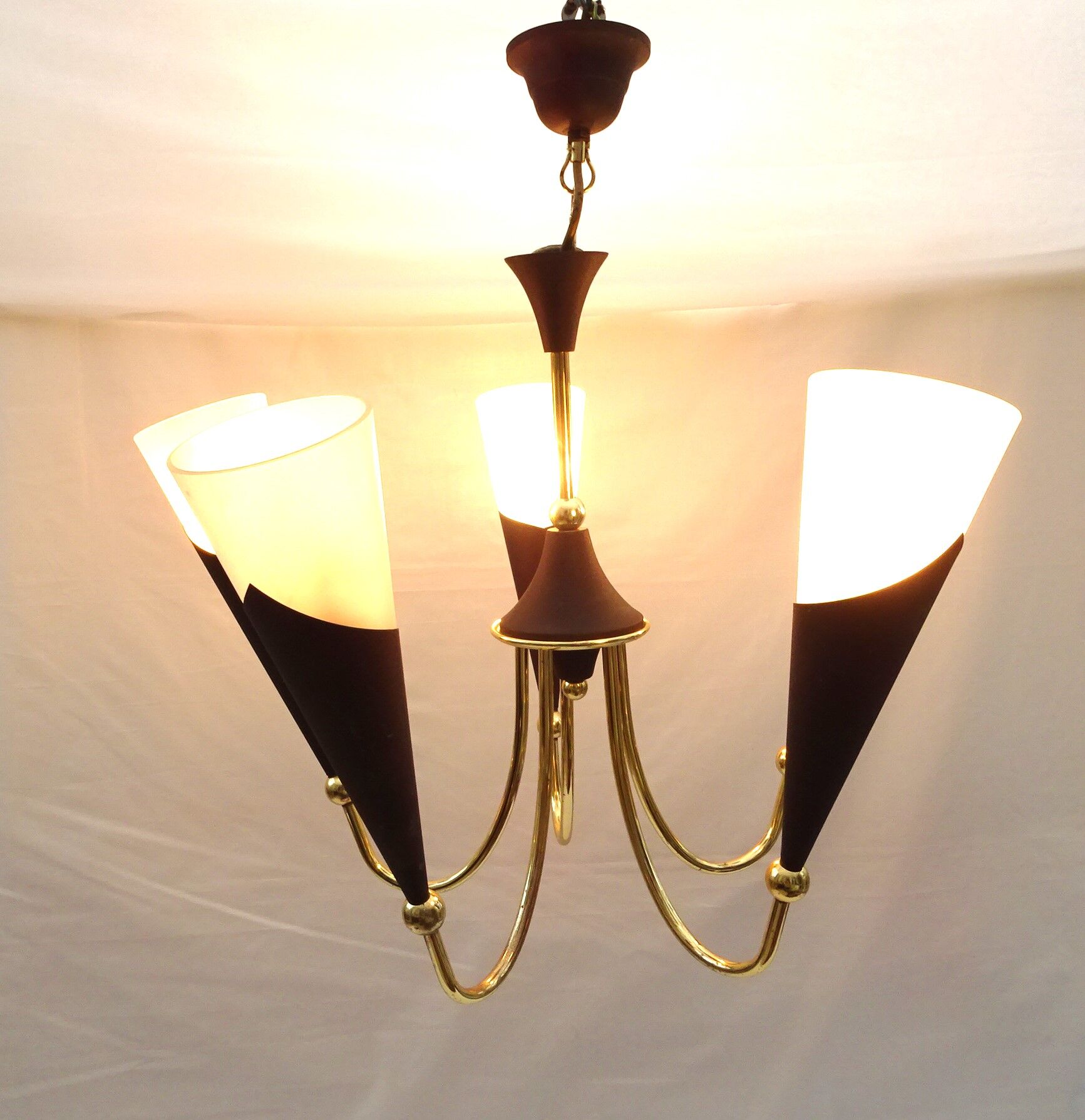 5-branched chandelier cone shaped abat jour