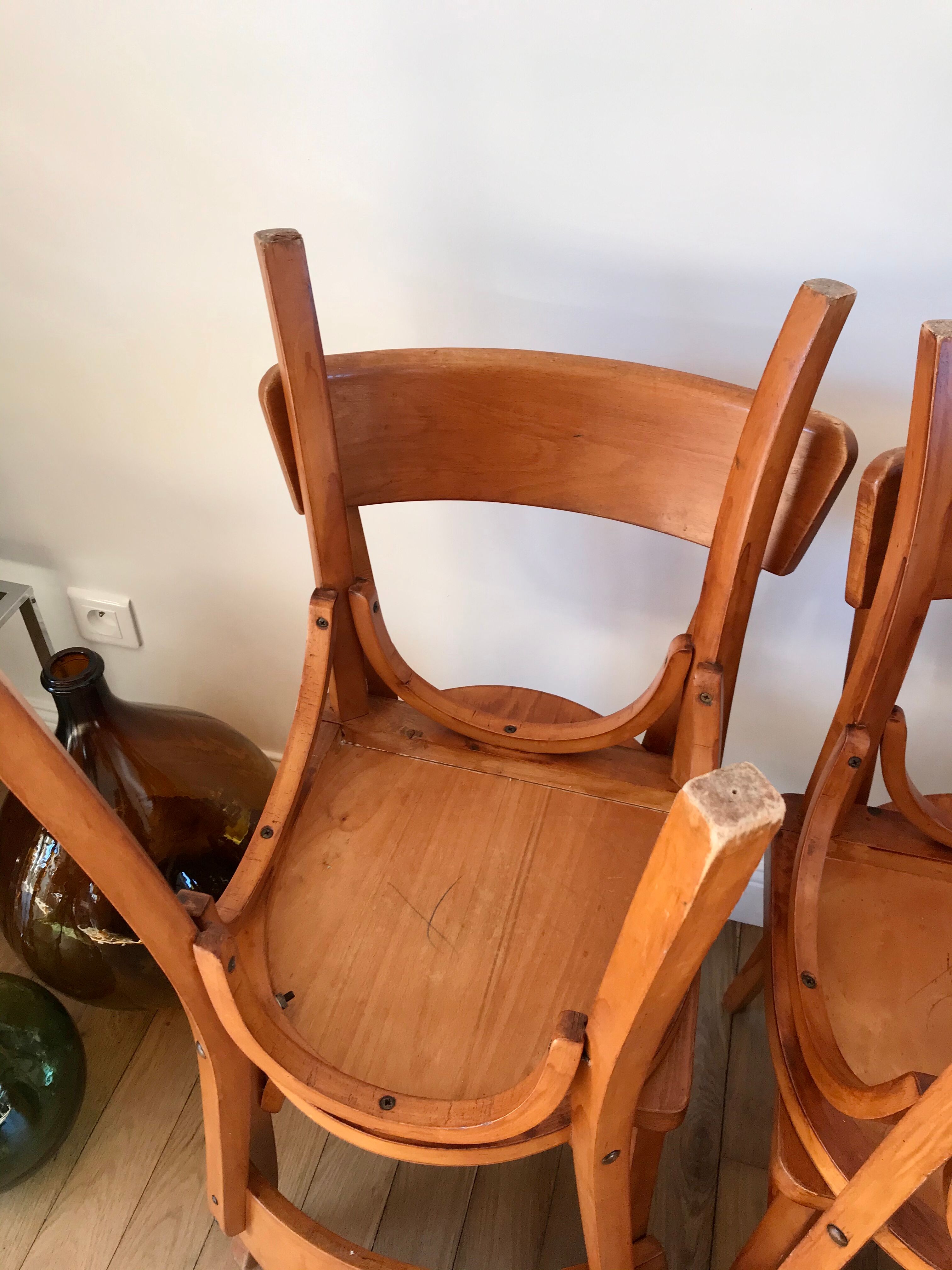 Set of 6 Luterma bistro chairs in beech wood 40-50s